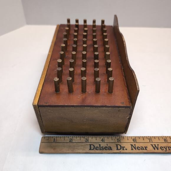 Vintage Wooden Sewing Box Bobbin Holder Spool Drawer Pegs - Picture 14 of 15